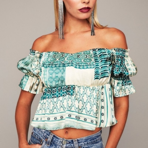 Stone Cold Fox Off The Shoulder Silk Top - Picture 4 of 5
